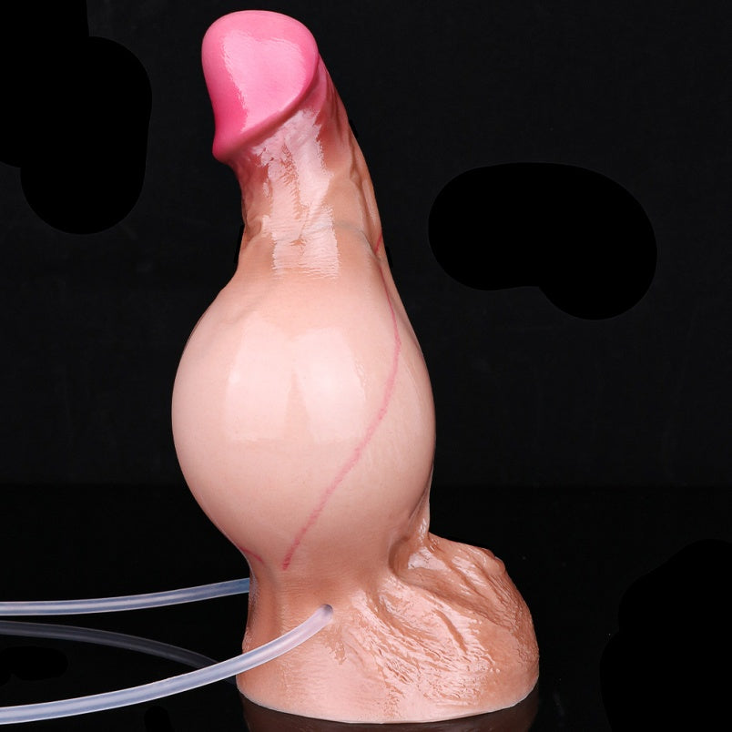 Realistic Cumming Flesh Dildo - Inflatable Lightskin Penis Vaginal Anal Sex Toys for Women