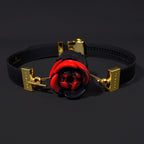Yukina Fantasy Mouth Gag - Red-Black Rose Silicone Ballgag Leather Kinky Sex Toys