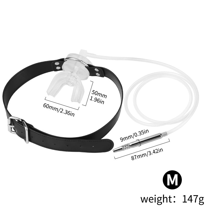 U - Shaped Mouth Gag with Urethral Sound Attachment – Adjustable Strap BDSM Training Set - Tarisss Sex Toy Store