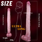 Ultra - Long 16.5” Realistic Silicone Dildo with Suction Base - Tarisss Sex Toy Store