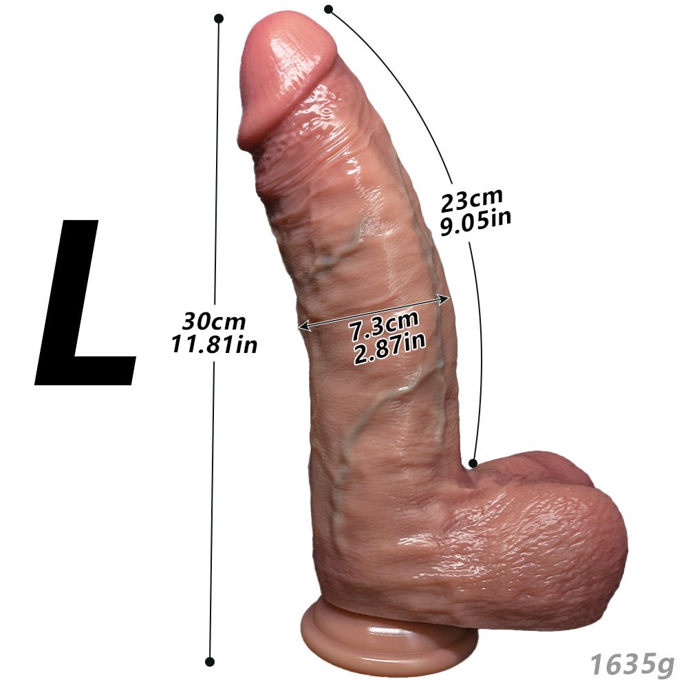 Ultra Thick Extra Long Realistic Dildo with Balls & Suction Base - Tarisss Sex Toy Store