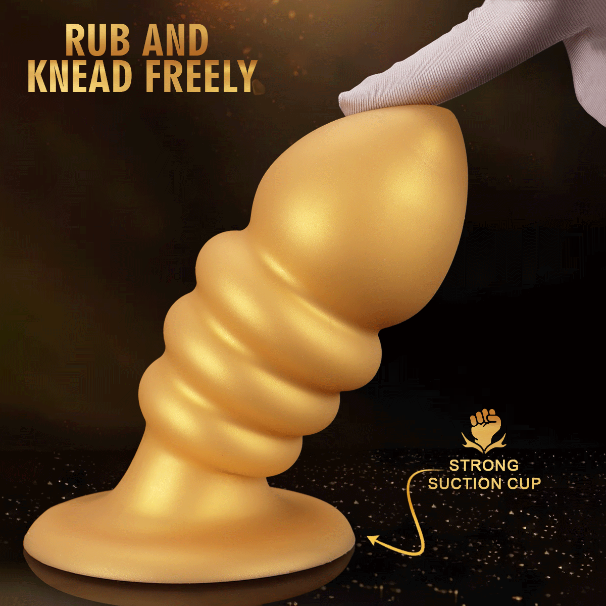 Golden Spiral Fantasy Anal Butt Plug & Fist Dildo – Silicone Expansion Toy with Suction Cup