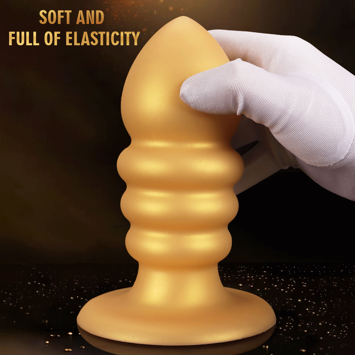 Golden Spiral Fantasy Anal Butt Plug & Fist Dildo – Silicone Expansion Toy with Suction Cup