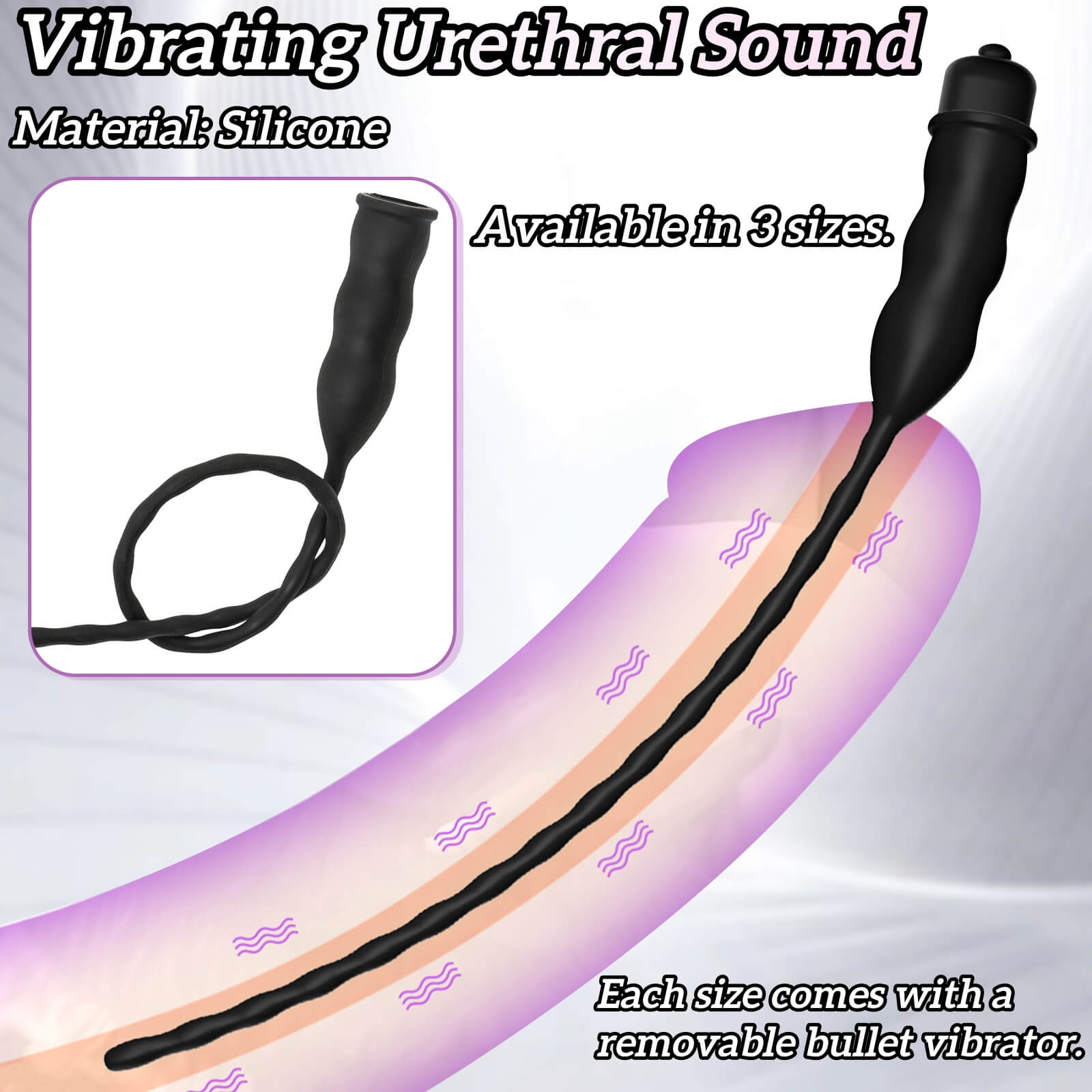 Urethral Sound with Removable Bullet Vibrator - Tarisss Sex Toy Store