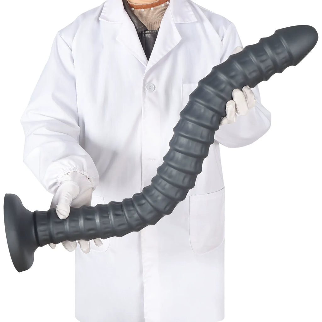 Extra Long Spiral Ribbed Dildo — Deep Penetration Fantasy Toy for Intense Vaginal Stimulation