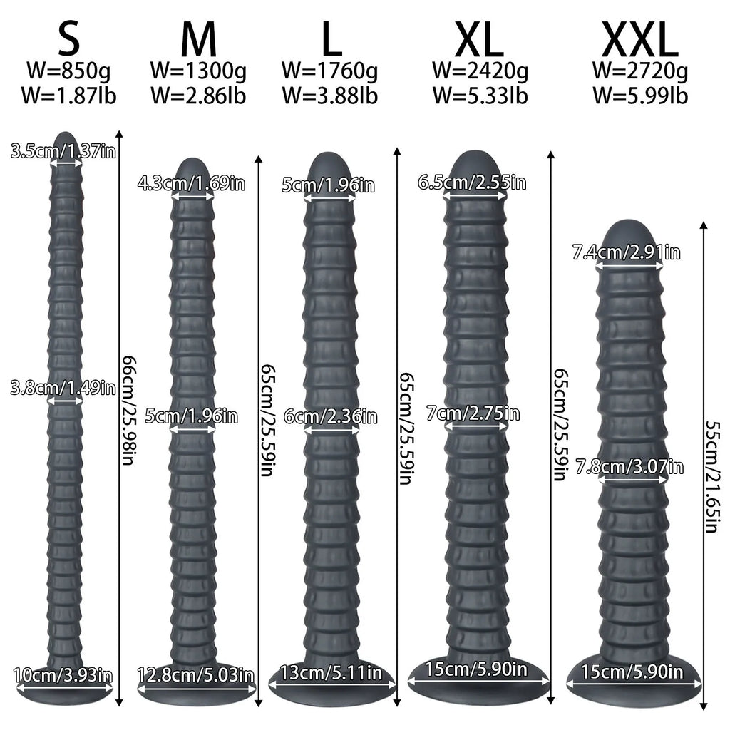 Extra Long Spiral Ribbed Dildo — Deep Penetration Fantasy Toy for Intense Vaginal Stimulation