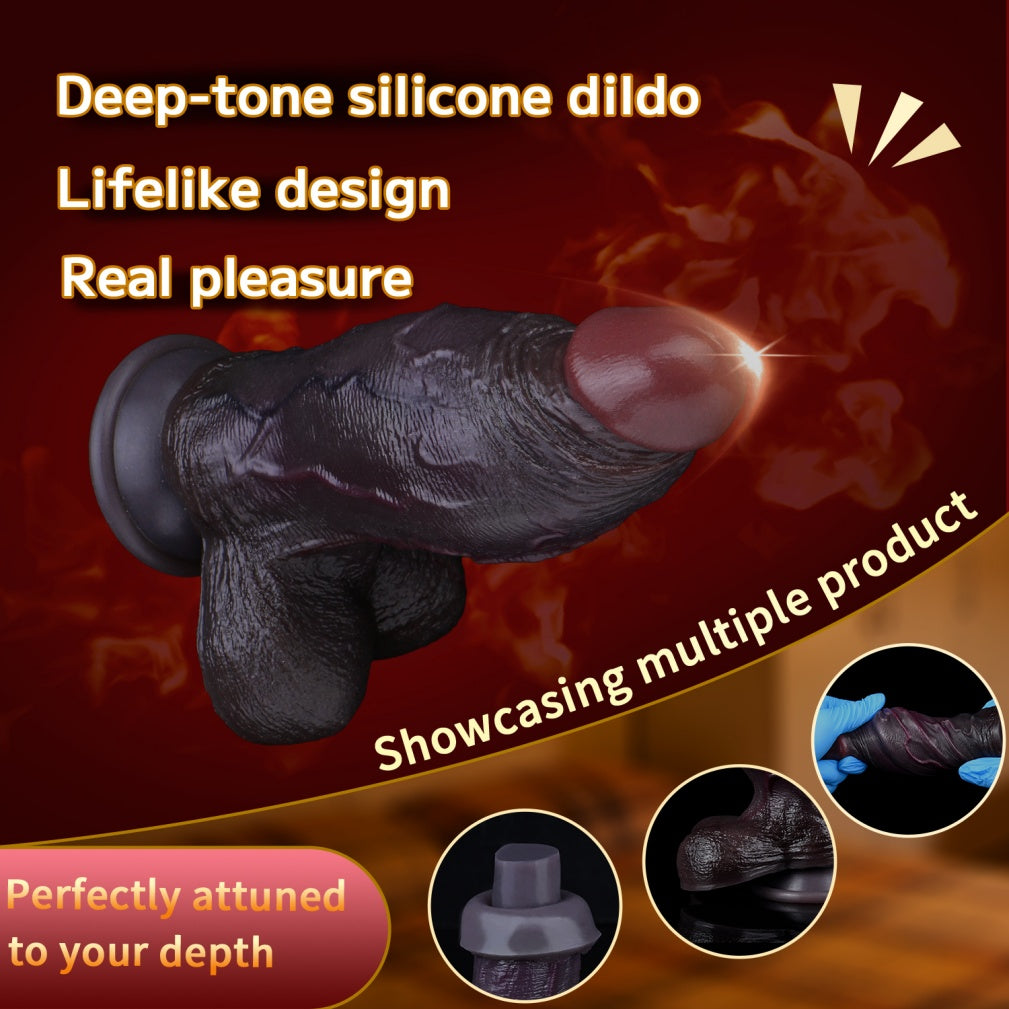 Domlust Black Duke – Dual-Density Platinum Silicone Realistic Dildo | Soft Skin + Firm Core | Suction Cup