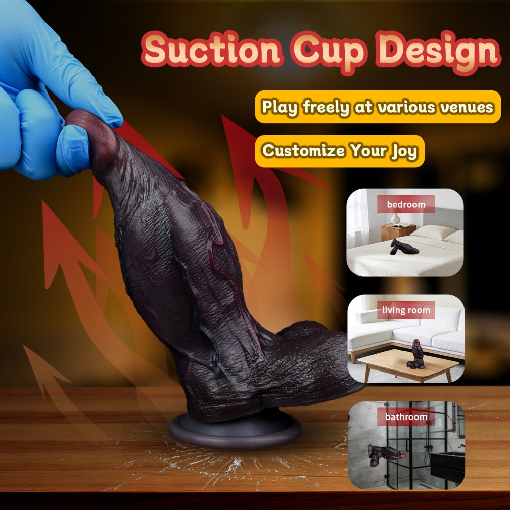 Domlust Black Duke – Dual-Density Platinum Silicone Realistic Dildo | Soft Skin + Firm Core | Suction Cup