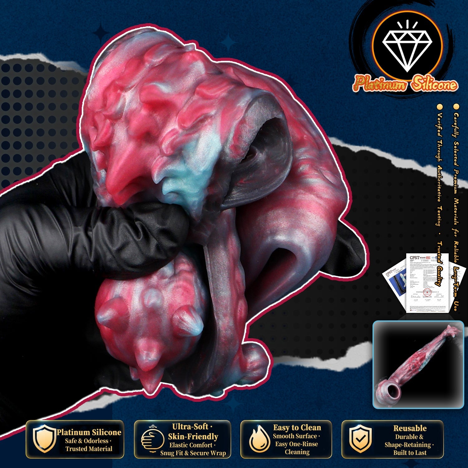 Ribbed Canine Knot Beast Cock Sleeve — Fantasy Penis Sleeve with Foreplay Grinding for Couples