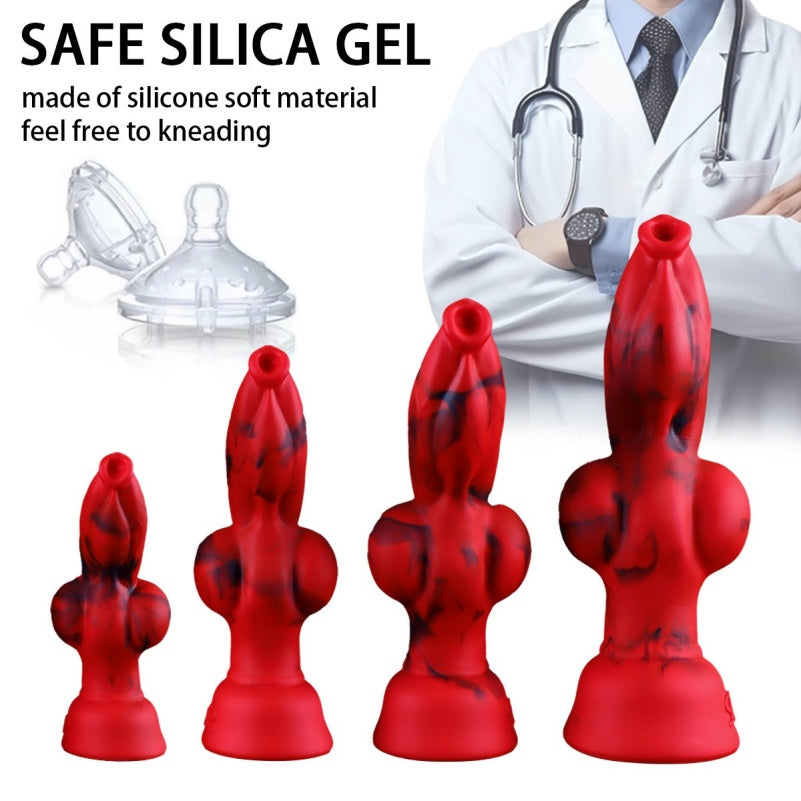 Domlust CrimsonKnot – Blood-Red Knotted Canine Dildo | Platinum Silicone | S–XL Beast Sex Fantasy