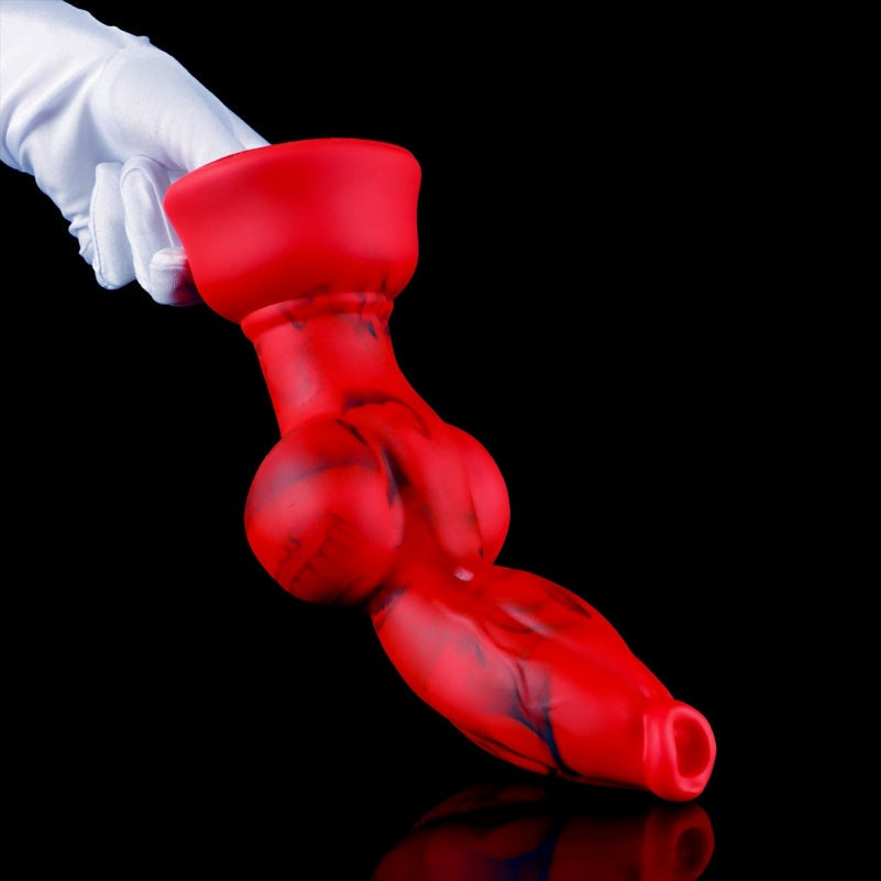 Domlust CrimsonKnot – Blood-Red Knotted Canine Dildo | Platinum Silicone | S–XL Beast Sex Fantasy