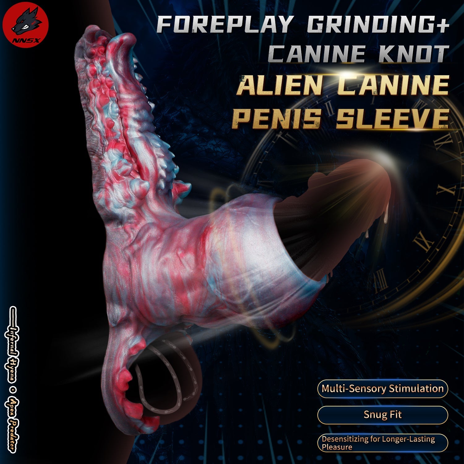 Alien Canine Knot Cock Sleeve with Grinding Plate — 2-in-1 Fantasy Penis Extender for Couples Foreplay & Penetration