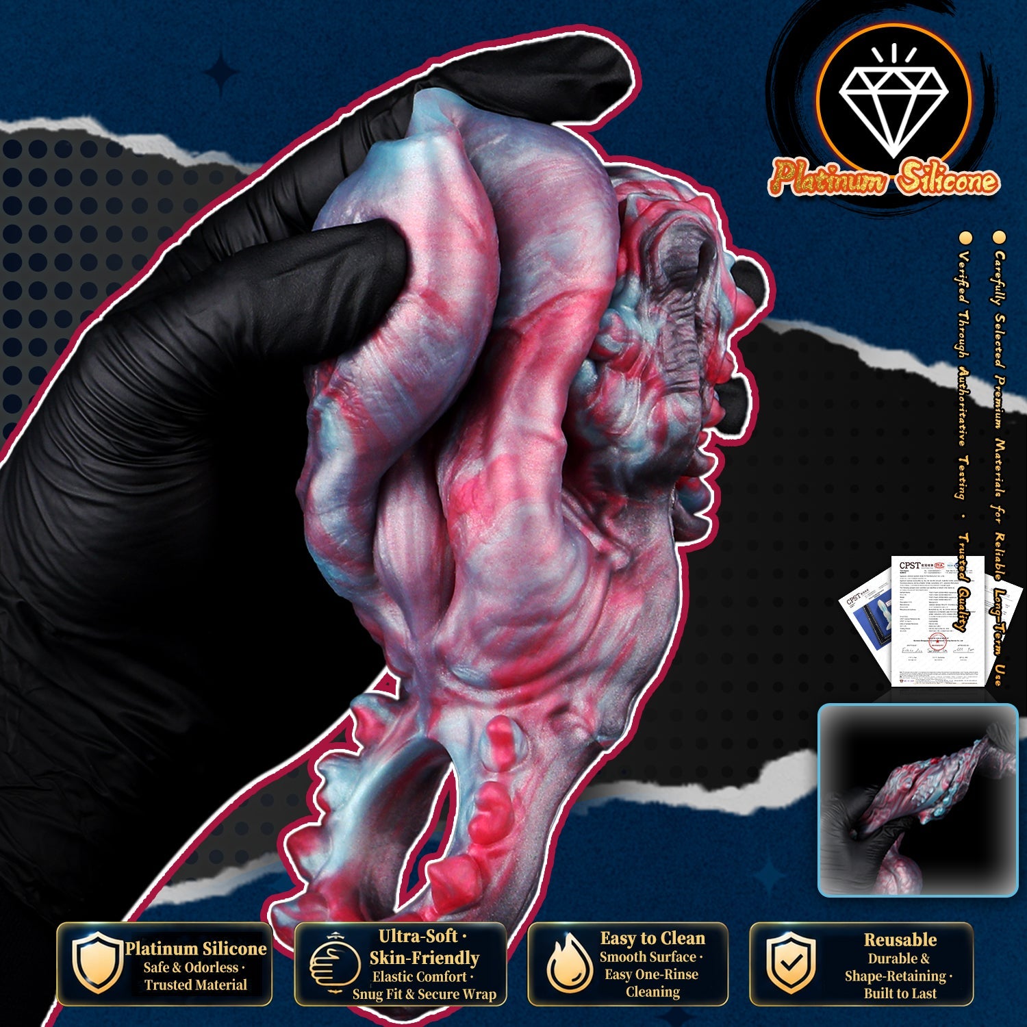 Alien Canine Knot Cock Sleeve with Grinding Plate — 2-in-1 Fantasy Penis Extender for Couples Foreplay & Penetration