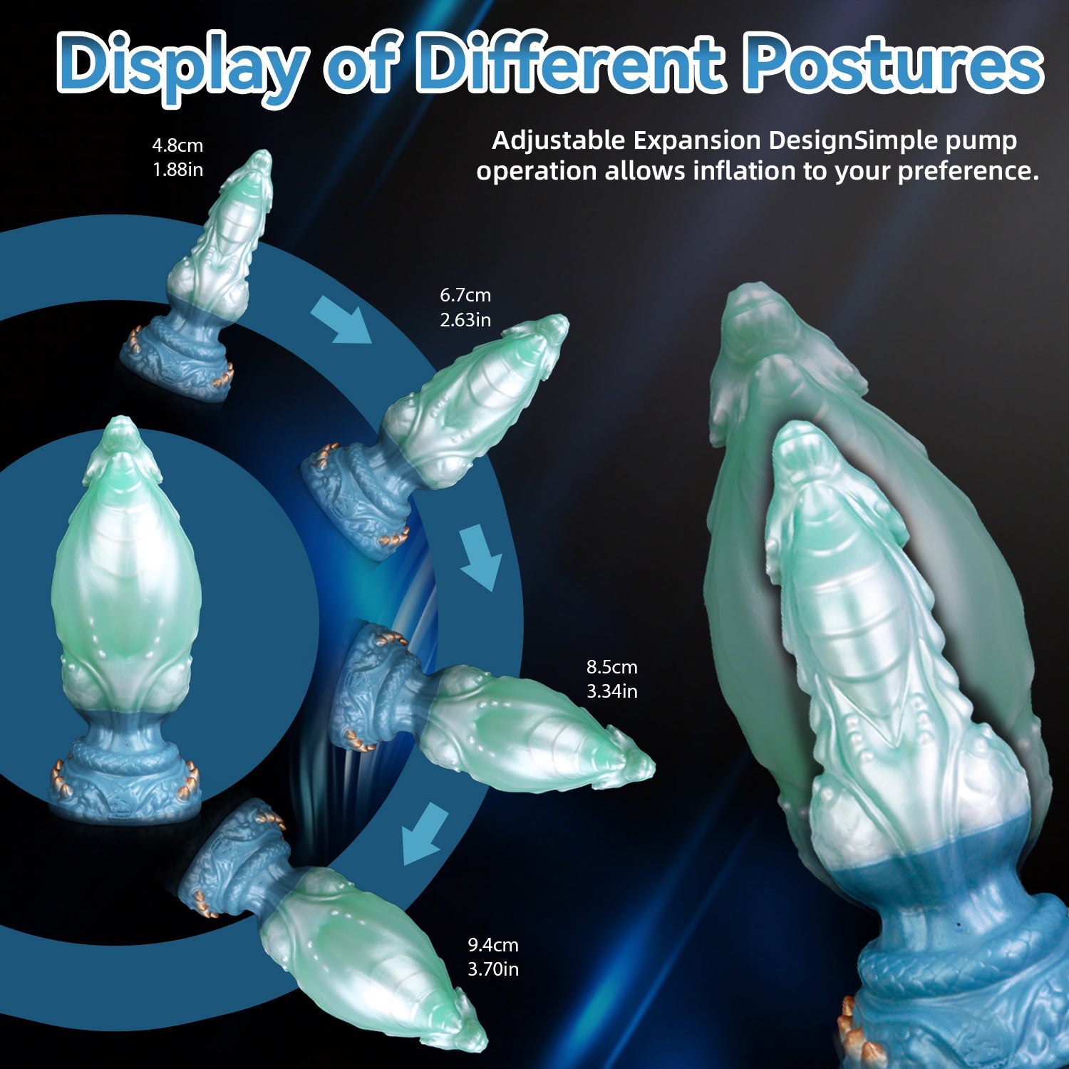 Inflatable Dragon Knot Dildo with Suction Cup – Expandable Fantasy Silicone Toy for G-Spot Stimulation & Knotting Pleasure