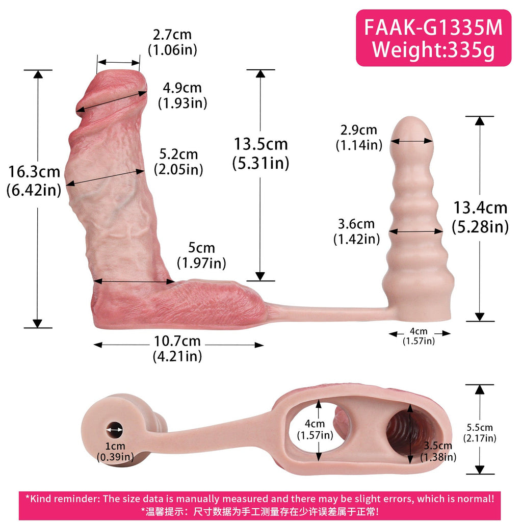 Realistic Silicone Cock Sleeve with Vibrating Butt Plug — Dual Stimulation for Men Who Want More