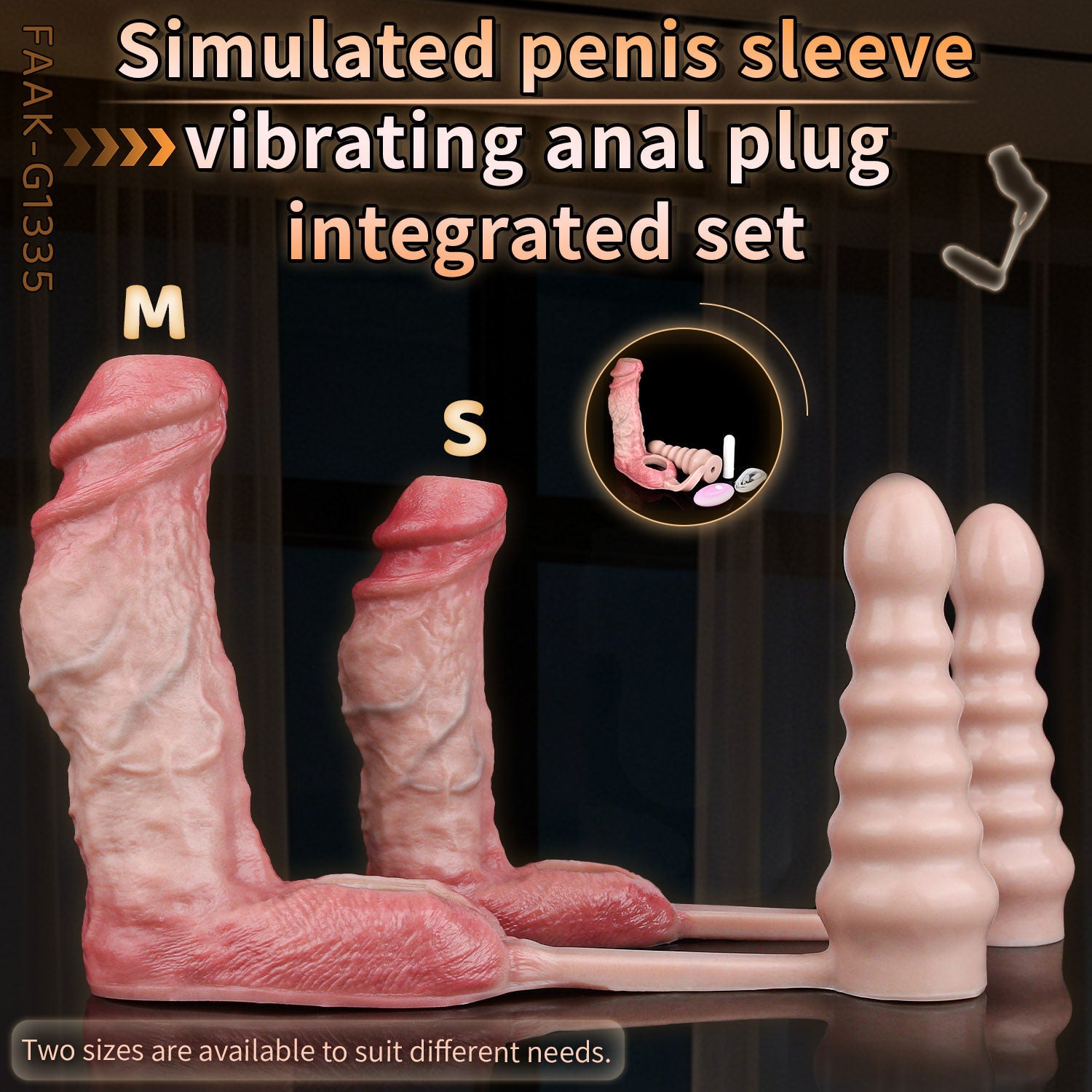 Realistic Silicone Cock Sleeve with Vibrating Butt Plug — Dual Stimulation for Men Who Want More