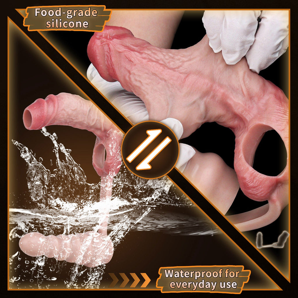 Realistic Silicone Cock Sleeve with Vibrating Butt Plug — Dual Stimulation for Men Who Want More