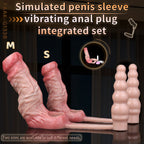 Realistic Cock Sleeve with Vibrating Butt Plug — 2-in-1 Silicone Penis Extender & Prostate Massager for Men
