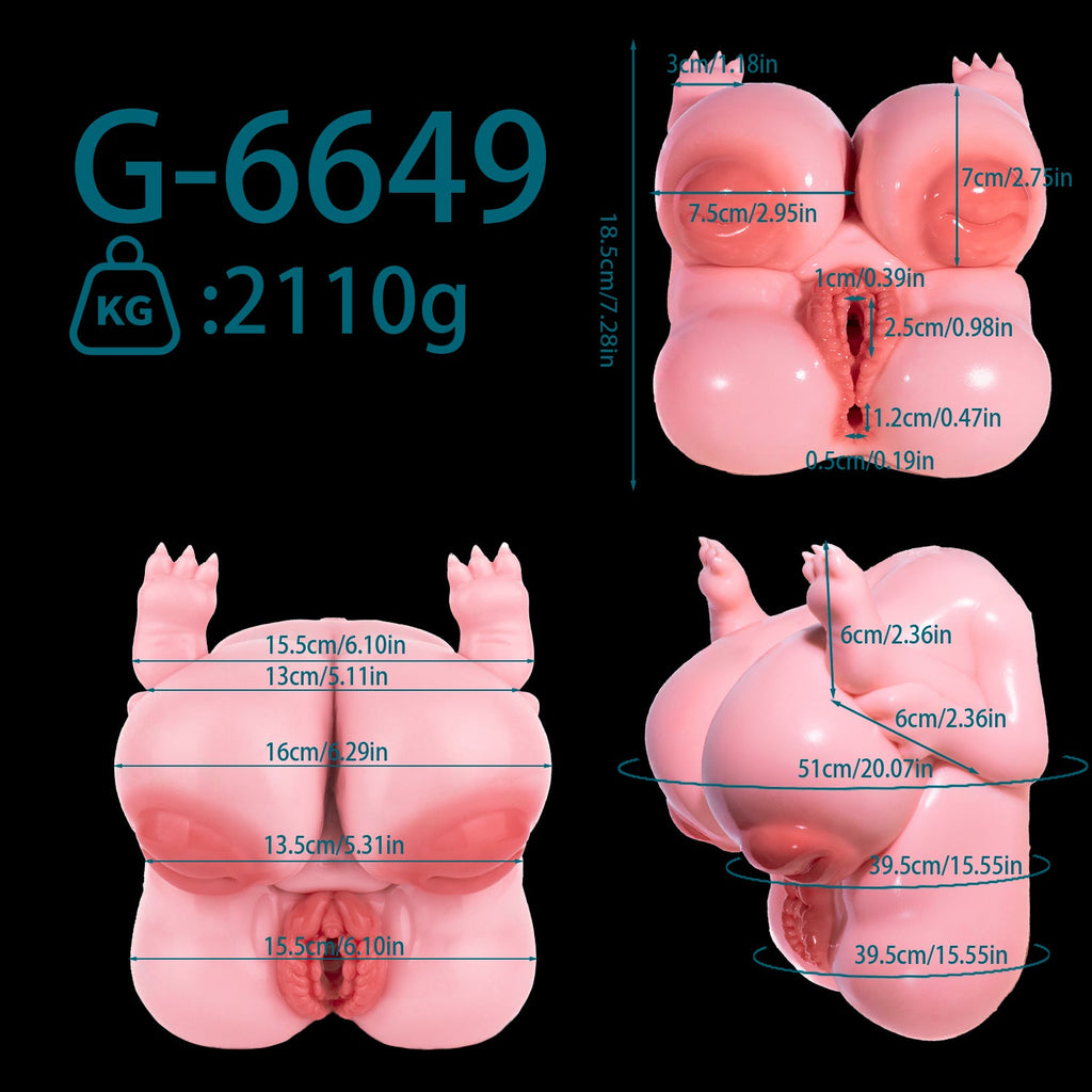 Chubby Bear-Girl Fantasy Sex Doll Torso — Dual-Channel Furry Masturbator with Soft Breasts & Raised-Hip Pose