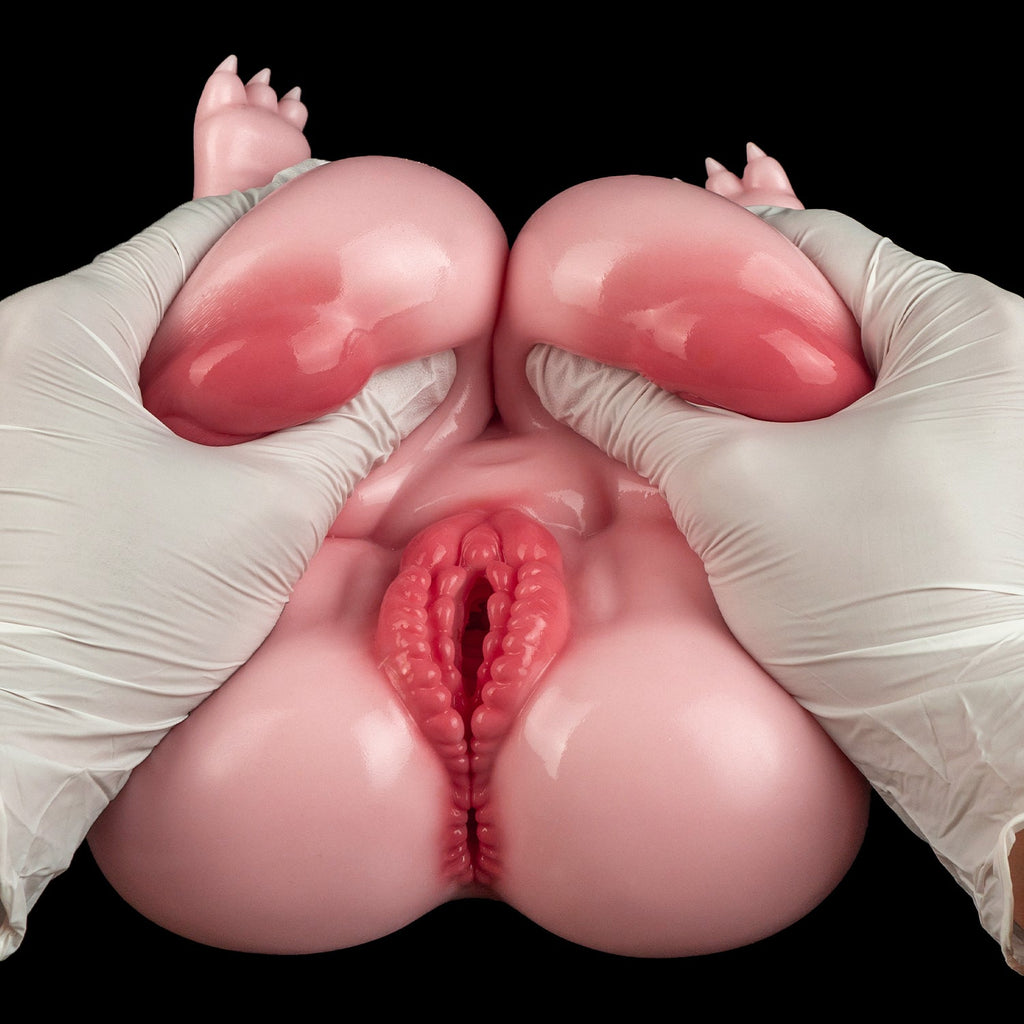 Chubby Bear-Girl Fantasy Sex Doll Torso — Dual-Channel Furry Masturbator with Soft Breasts & Raised-Hip Pose