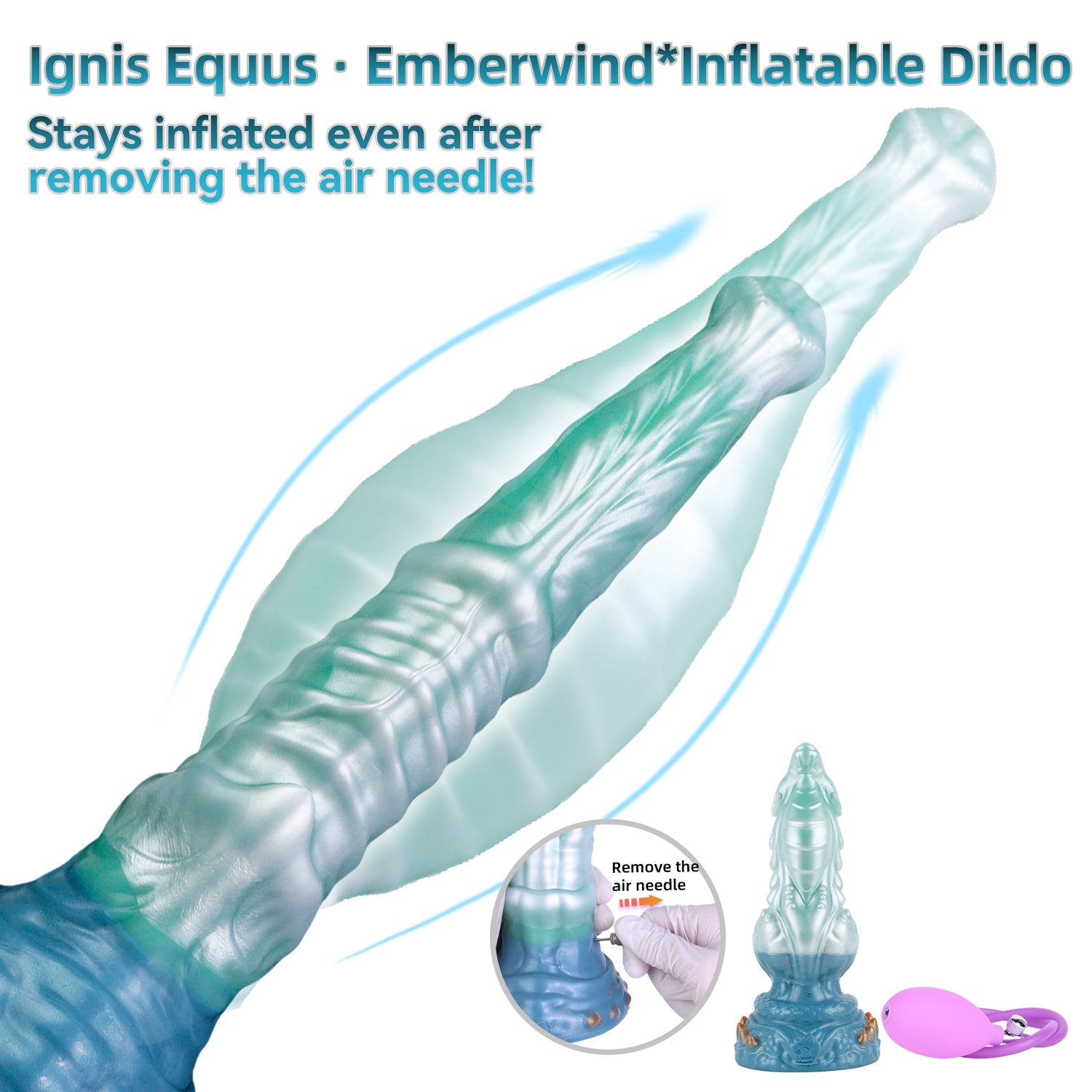 Fantasy Silicone Inflatable Horse Dildo -Expands Inside You for Deep G-Spot Stimulation