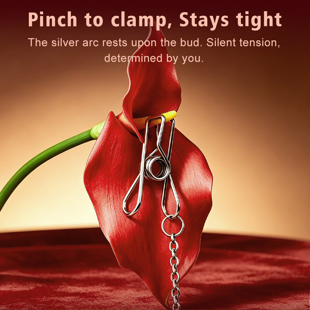 Drape Chain Leather Collar Nipple Clamps Set — BDSM Bondage Nipple Stimulator with Heart Chain