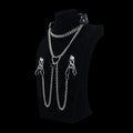 Drape Chain Leather Collar Nipple Clamps Set — BDSM Bondage Nipple Stimulator with Heart Chain