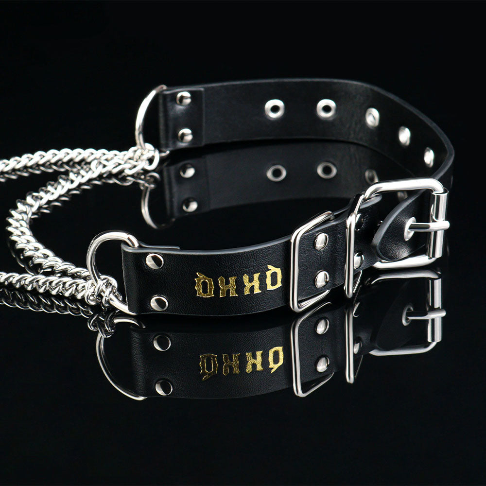 Drape Chain Leather Collar Nipple Clamps Set — BDSM Bondage Nipple Stimulator with Heart Chain