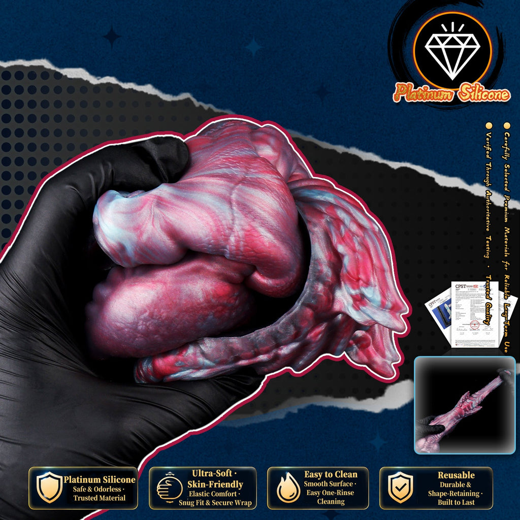 Fantasy Beast Cock Sleeve with Grinding Stimulator – 2-in-1 Platinum Silicone Penis Extender for Couples