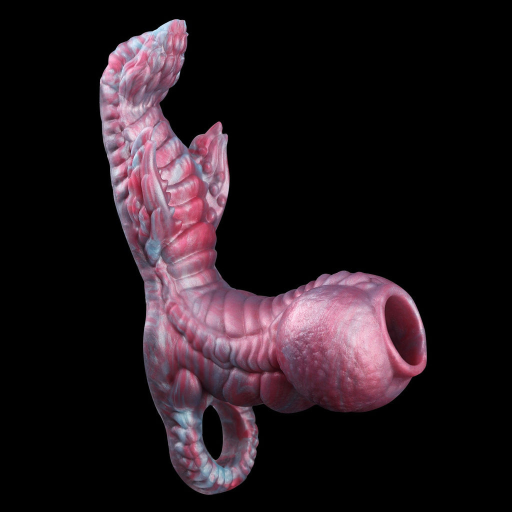 Fantasy Beast Cock Sleeve with Grinding Stimulator – 2-in-1 Platinum Silicone Penis Extender for Couples