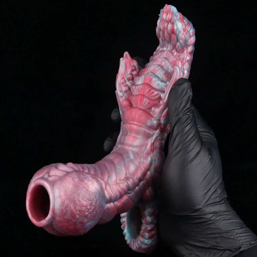 Fantasy Beast Cock Sleeve with Grinding Stimulator – 2-in-1 Platinum Silicone Penis Extender for Couples