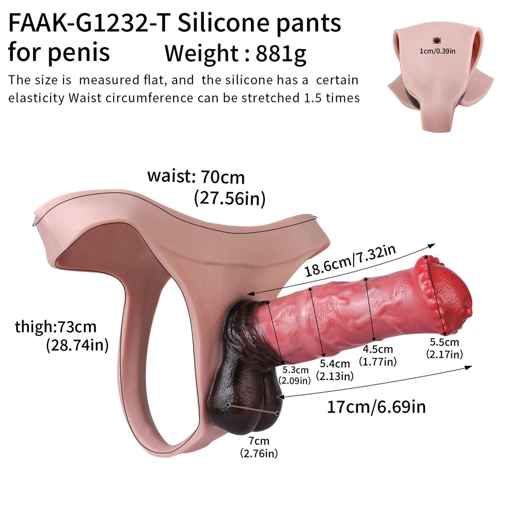 Realistic Horse Cock Sleeve Panty – Platinum Silicone Penis Extender Underwear for Hands-Free Wear