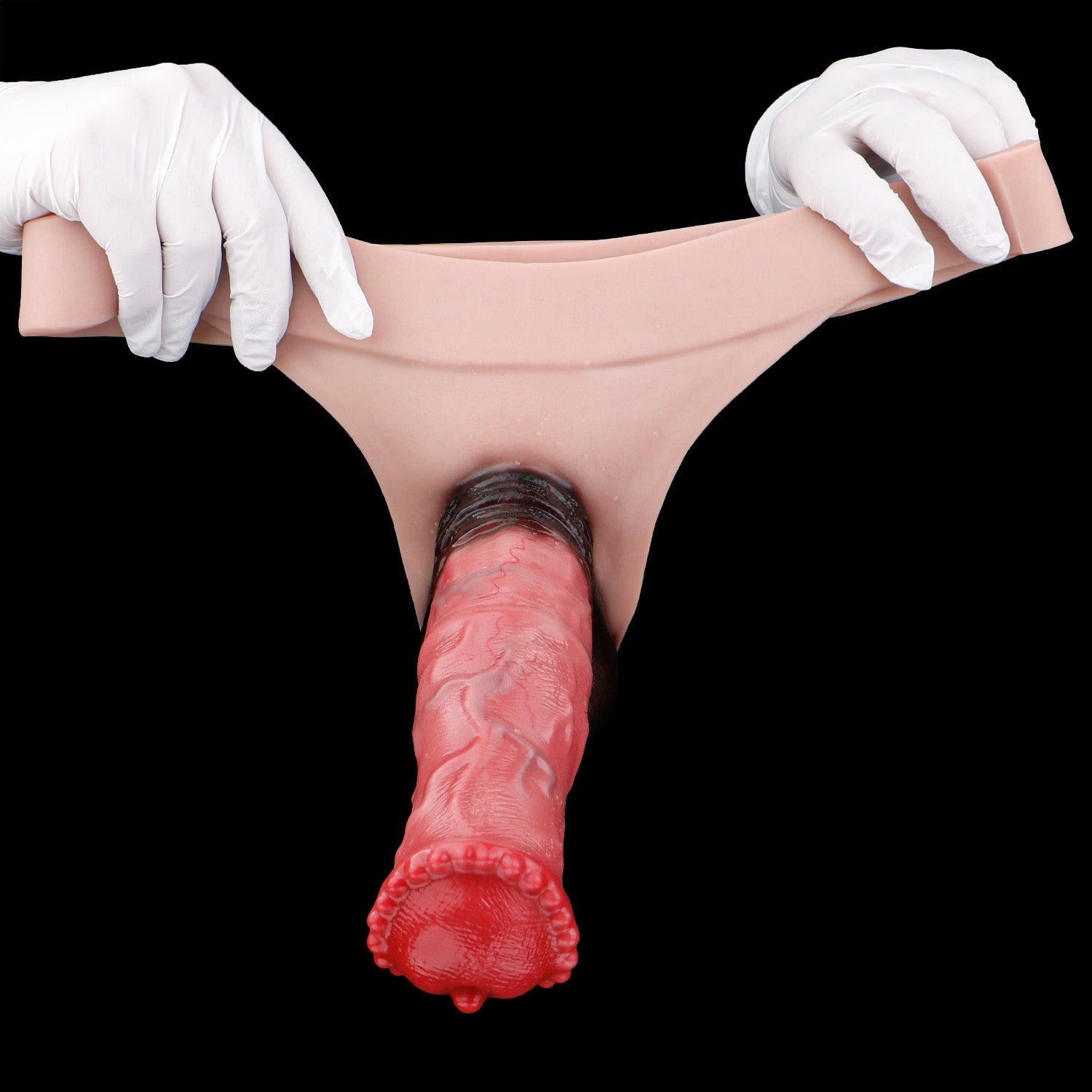 Realistic Horse Cock Sleeve Panty – Platinum Silicone Penis Extender Underwear for Hands-Free Wear