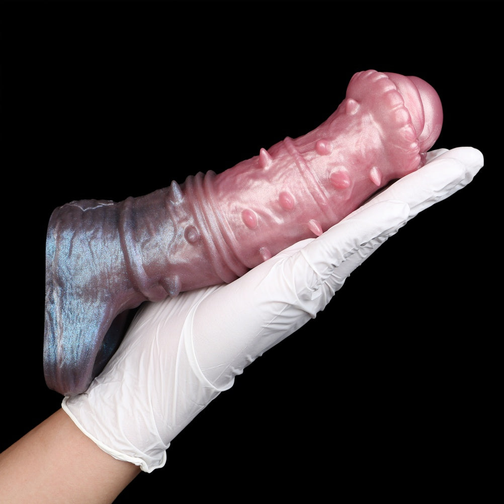 Textured Horse-Style Penis Sleeve – Platinum Silicone Cock Extender for Girth & Stamina Control
