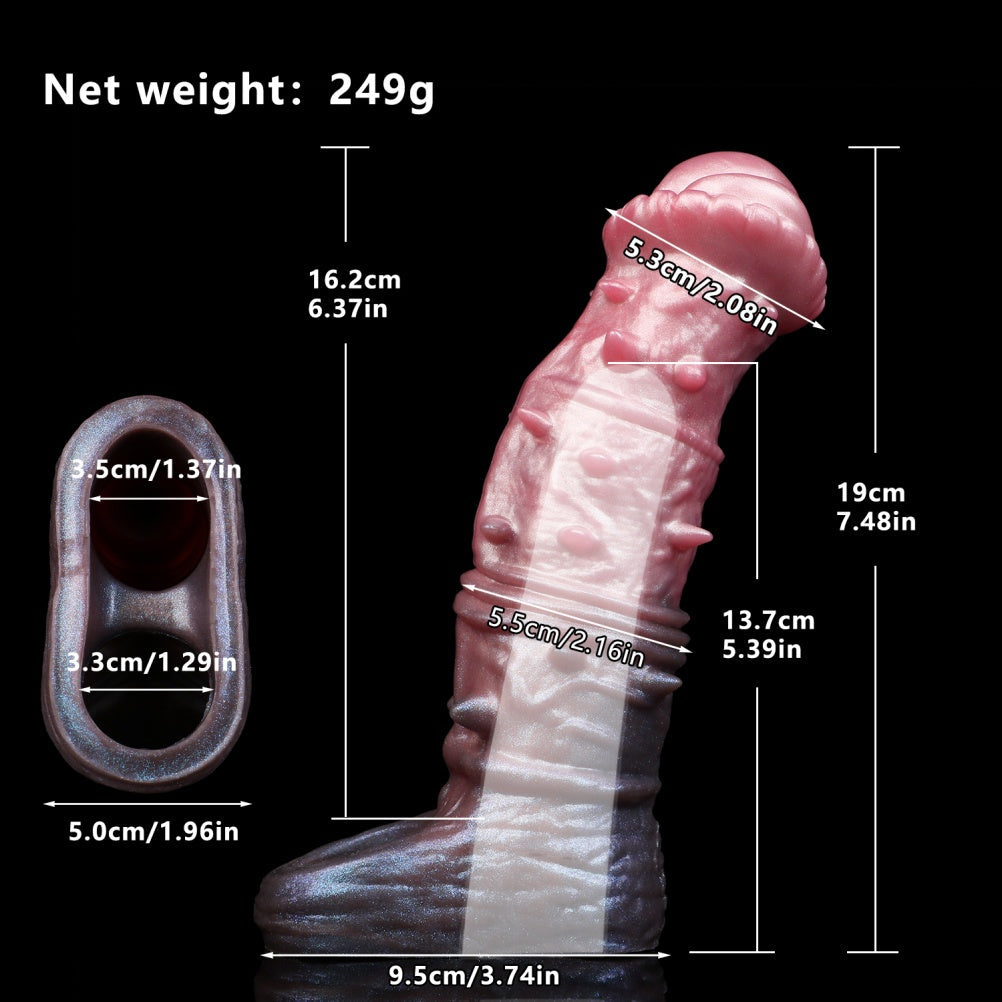 Textured Horse-Style Penis Sleeve – Platinum Silicone Cock Extender for Girth & Stamina Control