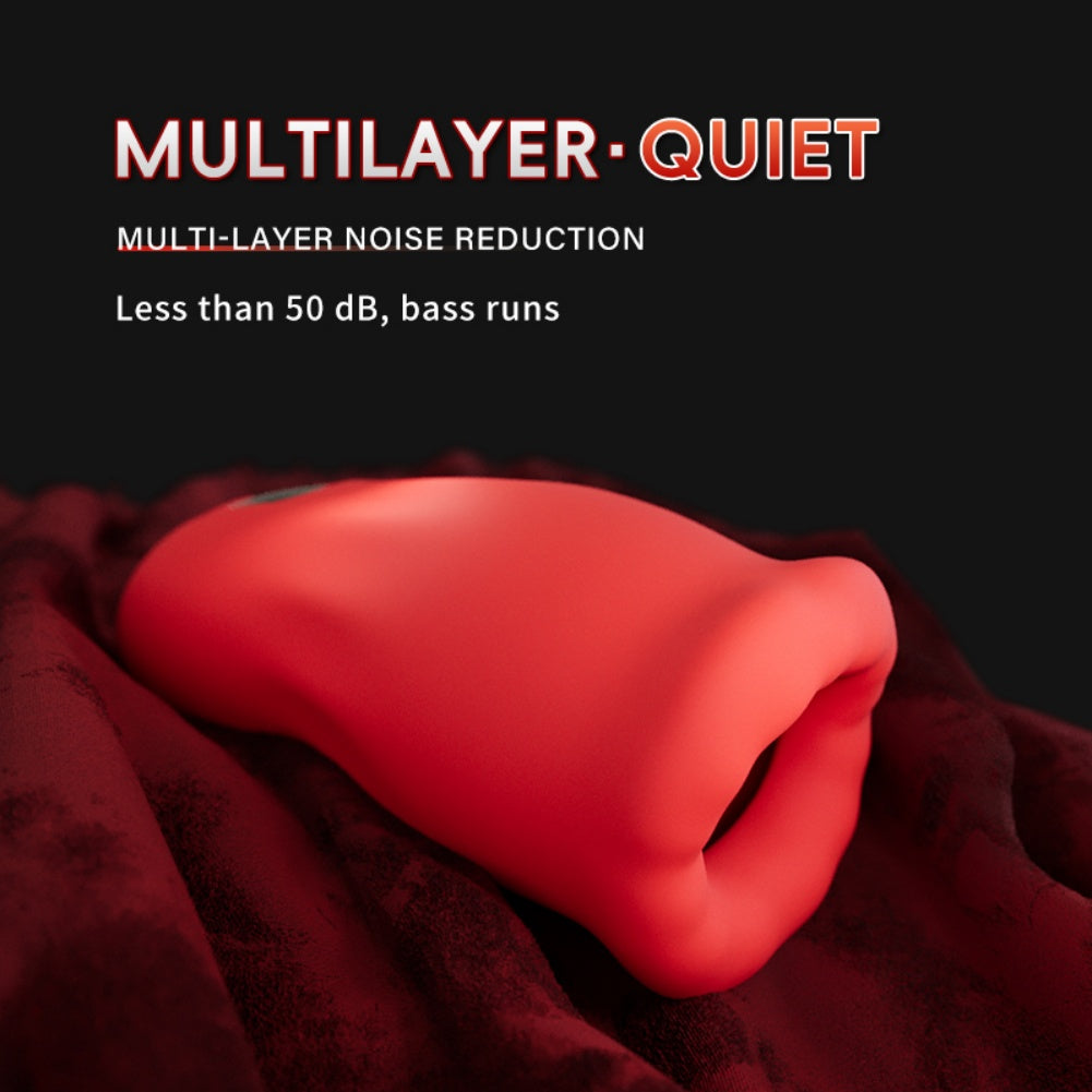 Red Silicone Lip Vibrating Blowjob Cup -  Sucking Stroker Sex Toys for Men