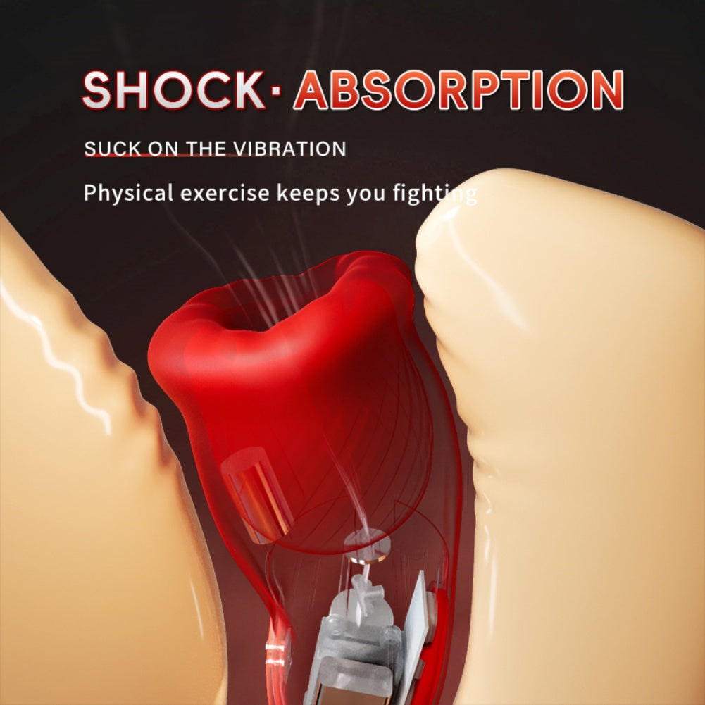 Red Silicone Lip Vibrating Blowjob Cup -  Sucking Stroker Sex Toys for Men