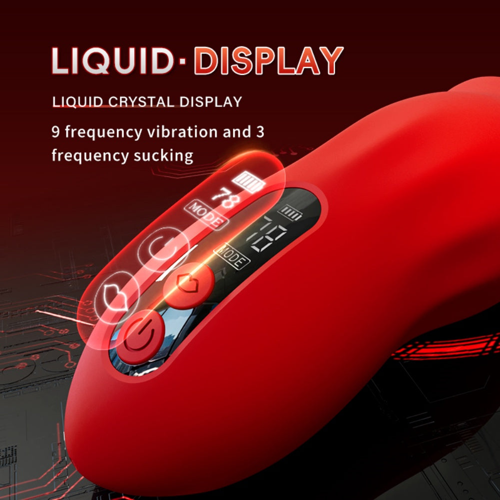 Red Silicone Lip Vibrating Blowjob Cup -  Sucking Stroker Sex Toys for Men