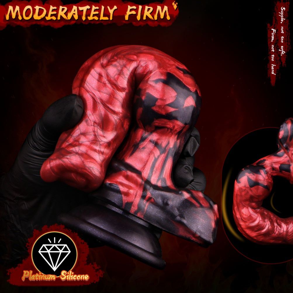 Blood-Red Silicone Fantasy Dog Dildo - Dual Density Knotted Anal Women Vagina Masturbator