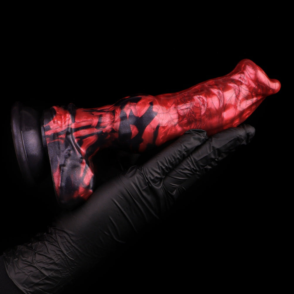Blood-Red Silicone Fantasy Dog Dildo - Dual Density Knotted Anal Women Vagina Masturbator