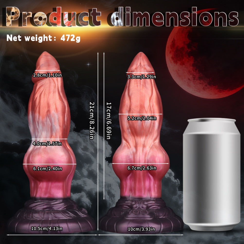 Domlust Bloodfire — Crimson Knotted Dog Dildo | Dual Density Silicone Beast Sex Toy with Suction Cup