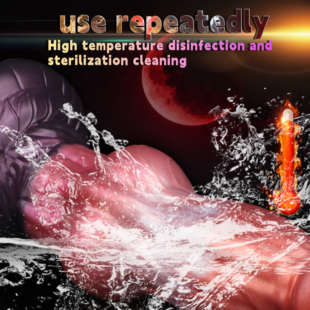 Domlust Bloodfire — Crimson Knotted Dog Dildo | Dual Density Silicone Beast Sex Toy with Suction Cup