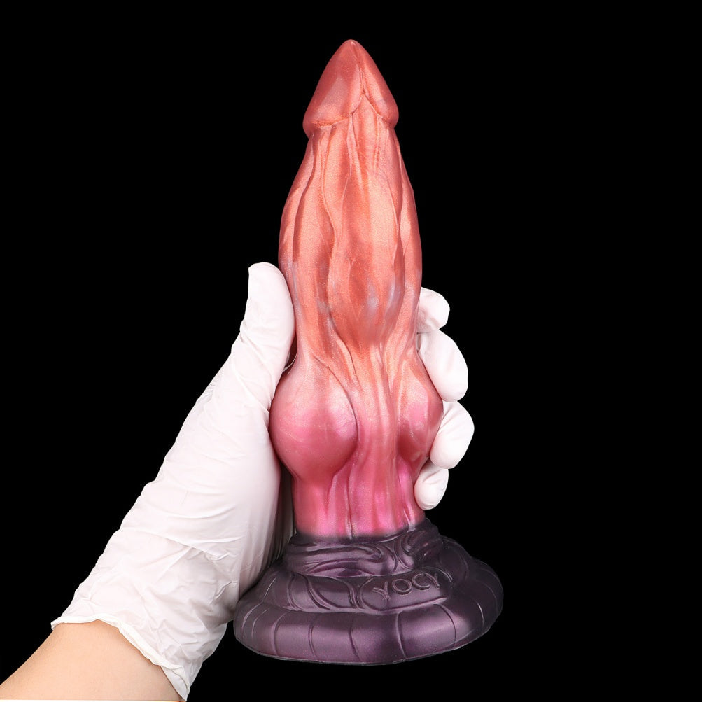 Domlust Bloodfire — Crimson Knotted Dog Dildo | Dual Density Silicone Beast Sex Toy with Suction Cup