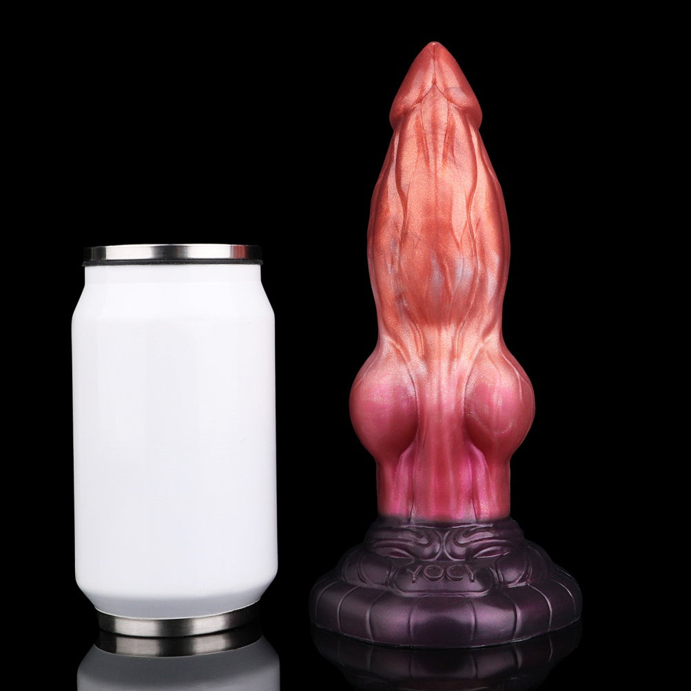 Domlust Bloodfire — Crimson Knotted Dog Dildo | Dual Density Silicone Beast Sex Toy with Suction Cup