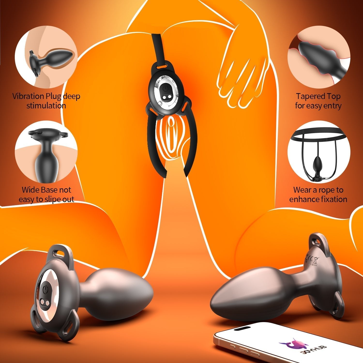 Wearable Prostate Massager Plug – App - Controlled Vibrating Anal Plug with Adjustable Harness - Tarisss Sex Toy Store