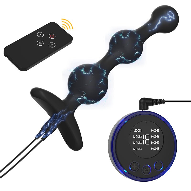 Wired Triple-Bead Anal Plug with Power Console and Wireless Remote - Tarisss Sex Toy Store