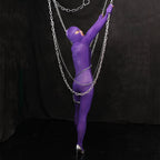 Wisteria Purple Shiny Spandex Full Body Catsuit with Hood Stretch Zentai Bodysuit - Tarisss Sex Toy Store