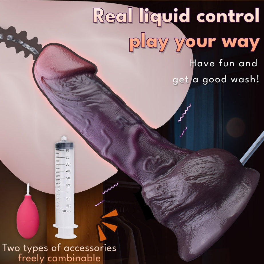 Big Black Squirting Dildo Built for Women Fullness Masturbation - Realistic Dual Density Silicone