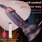 Big Black Squirting Dildo Built for Women Fullness Masturbation - Realistic Dual Density Silicone