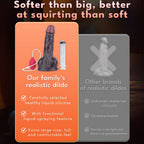 Big Black Squirting Dildo Built for Women Fullness Masturbation - Realistic Dual Density Silicone